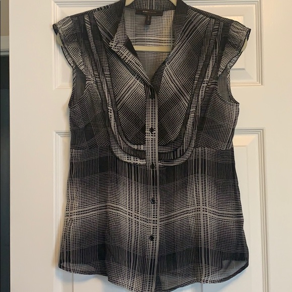 Bcbg Max Azria silk chiffon plaid top - Picture 3 of 6